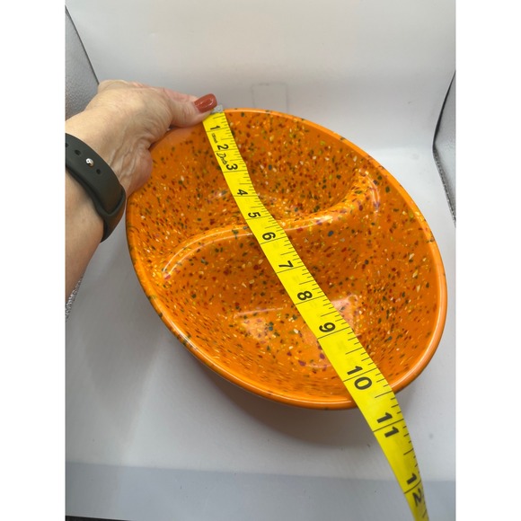 Retro Orange Confetti Melamine Divided Serving Dish Bowl MCM Kitchenware - Picture 5 of 6